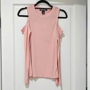 Planet Gold Pink Cut-Out Shoulder Long Sleeve Top